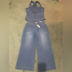 White House Black Market Outlet denim buster and high rise wide crop leg jeans